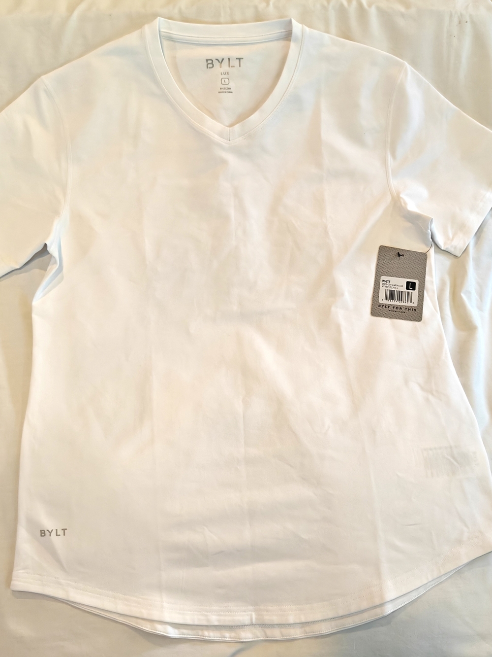 BYLT Basics V-Neck Short Sleeve Tee in bright White